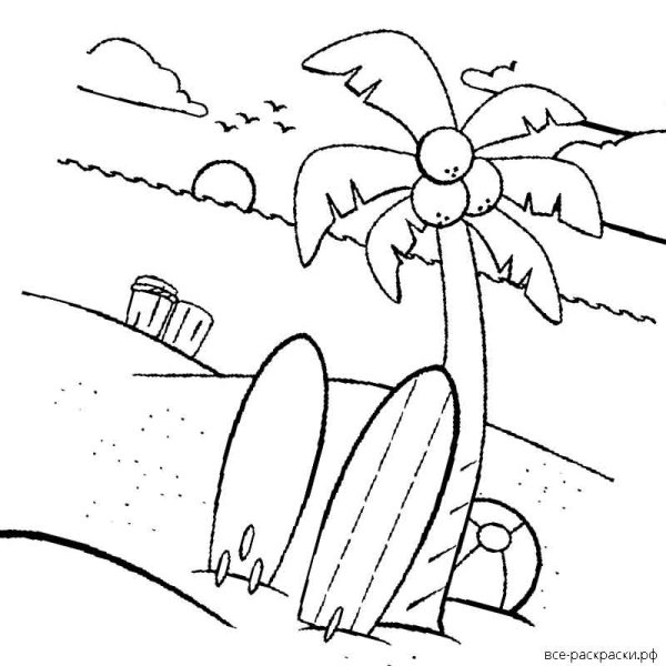 Три пальмы раскраска