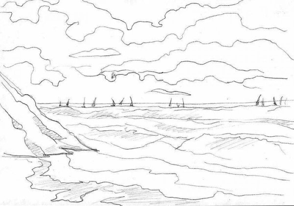 Контуры пейзажей для рисования