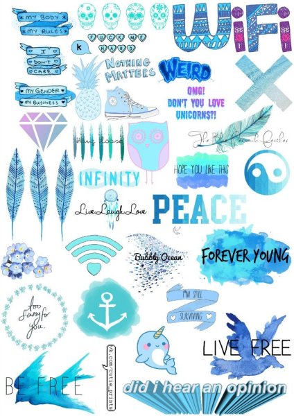 Наклейки голубого цвета