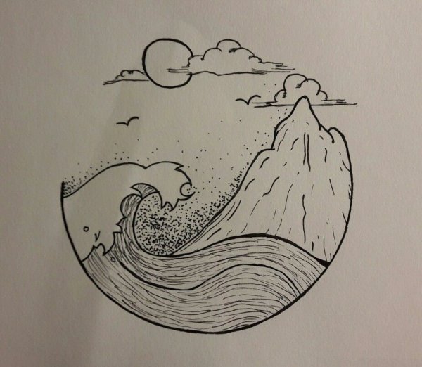 Волны рисунок карандашом