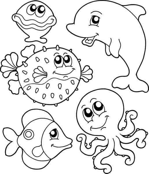 Раскраска морские обитатели