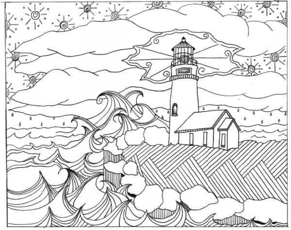 Декоративный пейзаж раскраска