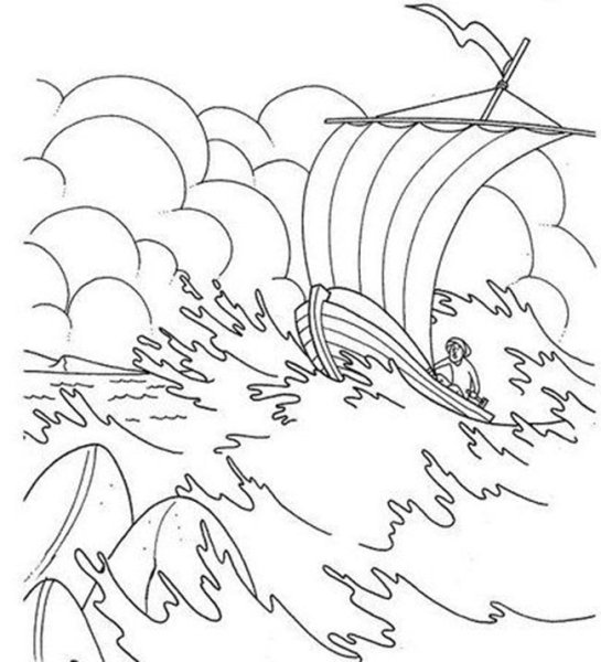 Раскраска шторм на море