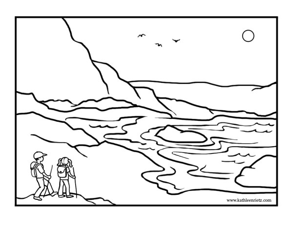 Море и скалы раскраска