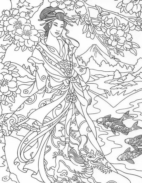 Раскраски для девочек японский стиль