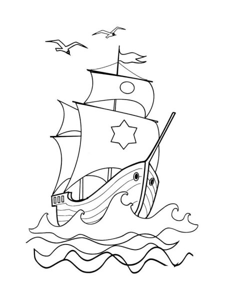 Парусник раскраска для детей