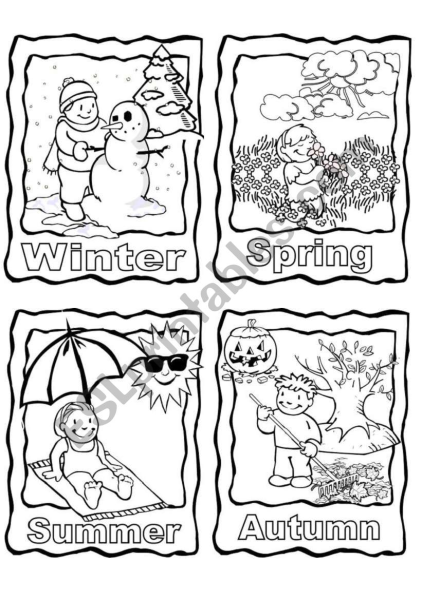 Seasons for Kids раскраска