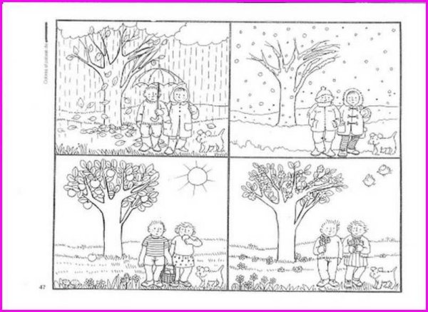 Раскраска зима Весна лето осень