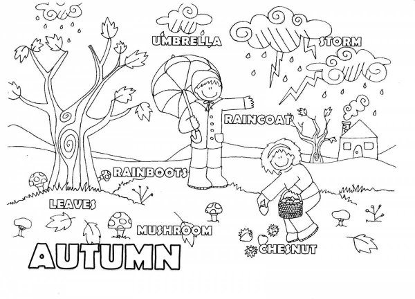 Времена года на английском раскраска