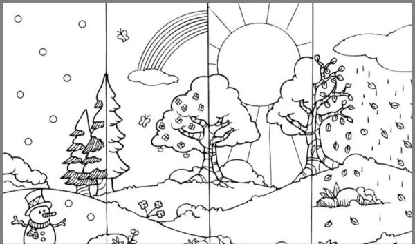 Времена года раскраска для малышей