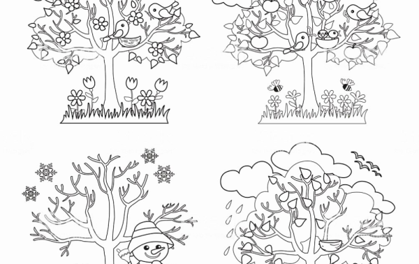 Дерево лето для раскрашивания