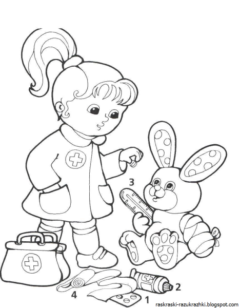 Доктор раскраска для детей