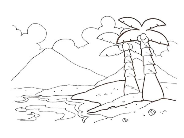 Пейзаж раскраска для детей