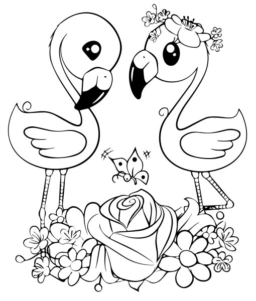 Фламинго раскраска для детей