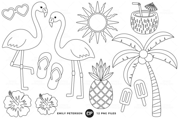 Фламинго на радуге раскраска