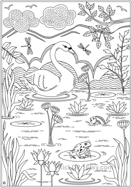 Раскраска джунгли с Фламинго