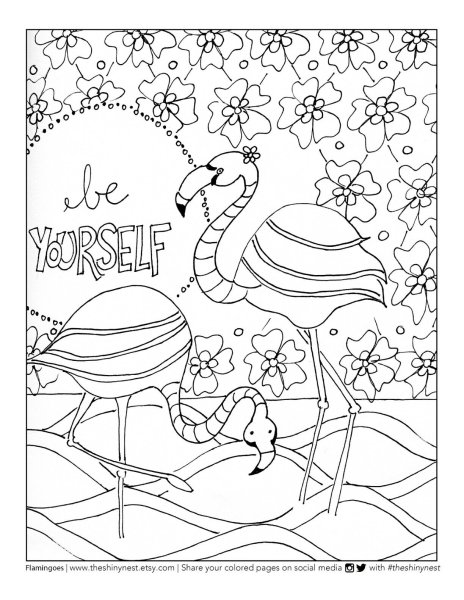 Фламинго с днем рождения раскраска