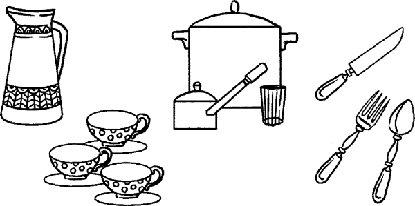 Кухонная посуда раскраска для детей