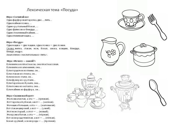 Дидактические игры лексическая тема посуда