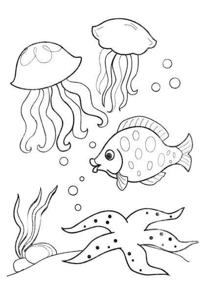 Морские обитатели раскраски для детей