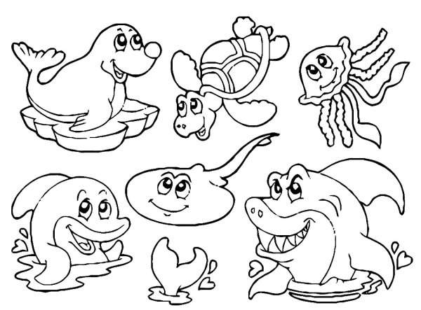 Раскраска морские обитатели