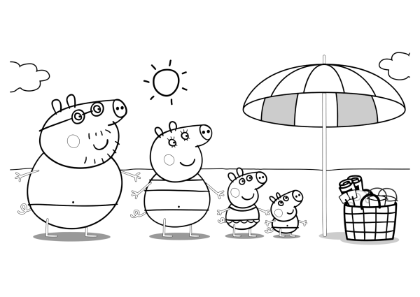 Семья свинки Пеппы раскраска