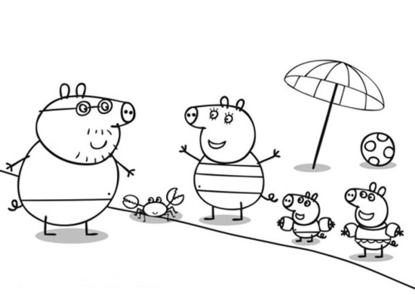 Семья свинки Пеппы раскраска