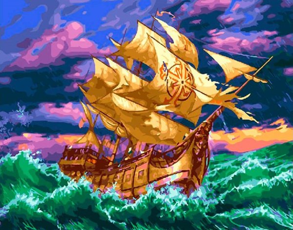 Алмазная мозаика корабль