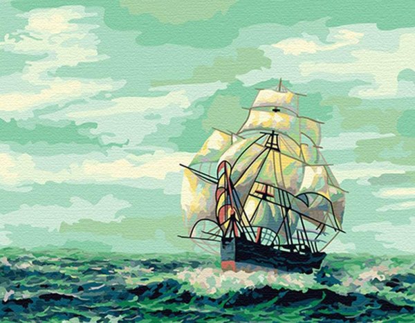 Раскраска по номерам парусник