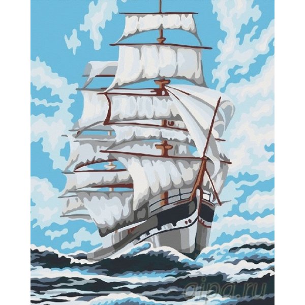 Раскраска по номерам парусник