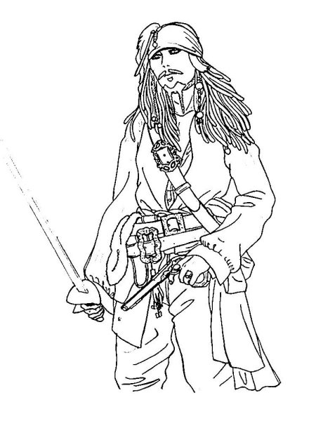 Раскраска пираты Карибского моря Джек Воробей