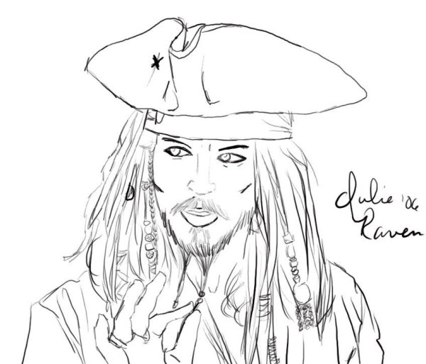 Капитан Джек Воробей раскраска