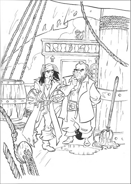 Капитан Джек Воробей раскраска для детей