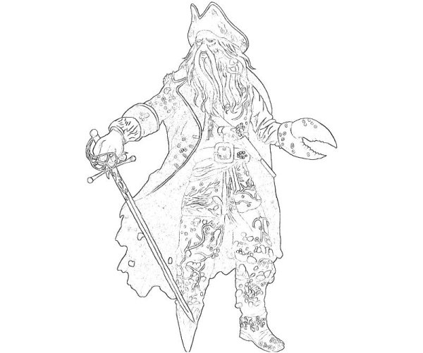 Раскраски пираты Карибского моря Дейви Джонс