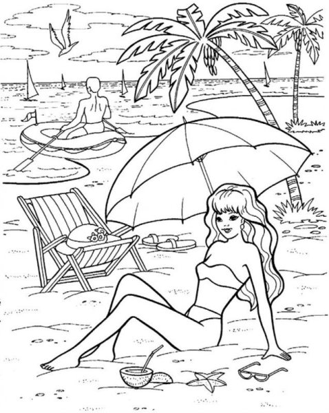 Раскраска пляж