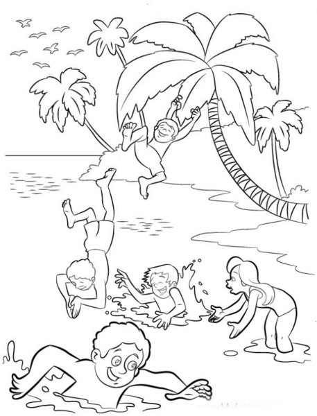 Раскраска пляж