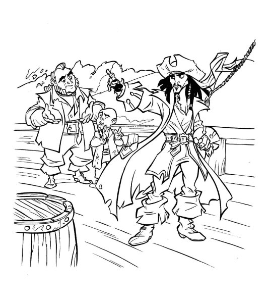 Раскраска пираты Карибского моря Джек Воробей