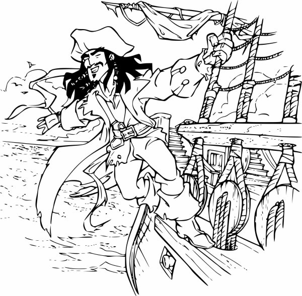 Раскраска пираты Карибского моря Джек Воробей