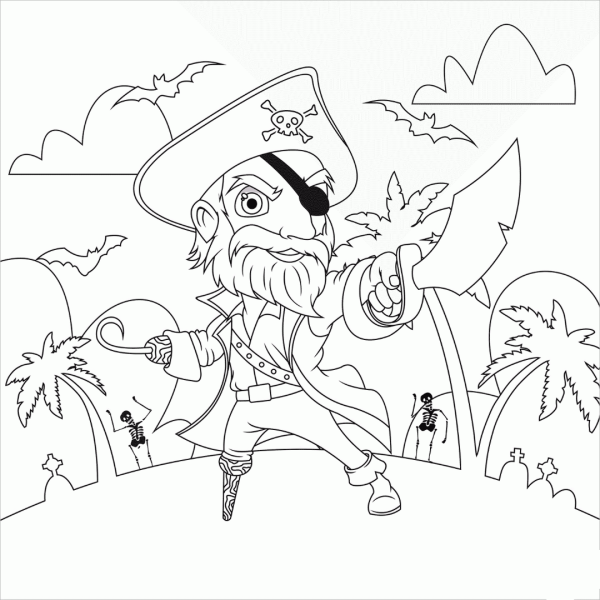Детская раскраска пираты