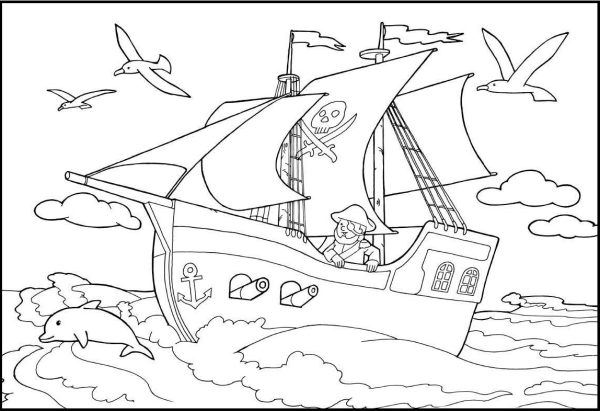 Пиратский корабль раскраска