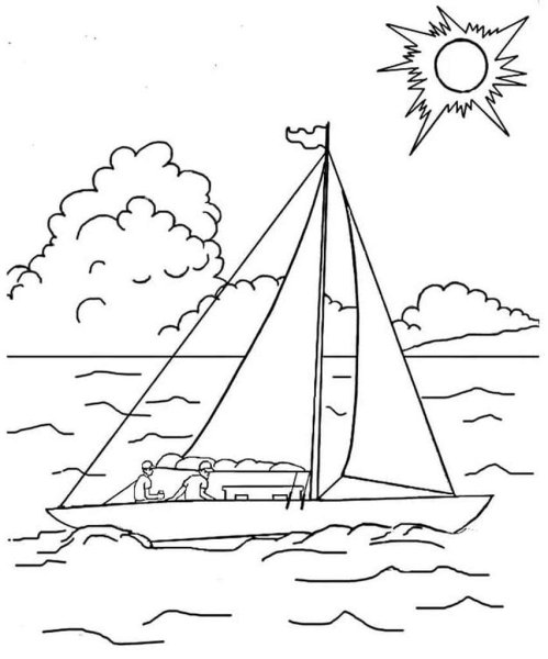 Морской пейзаж раскраска