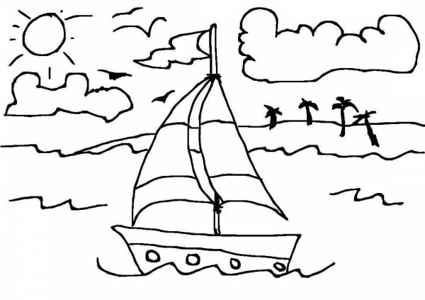 Море раскраска для детей