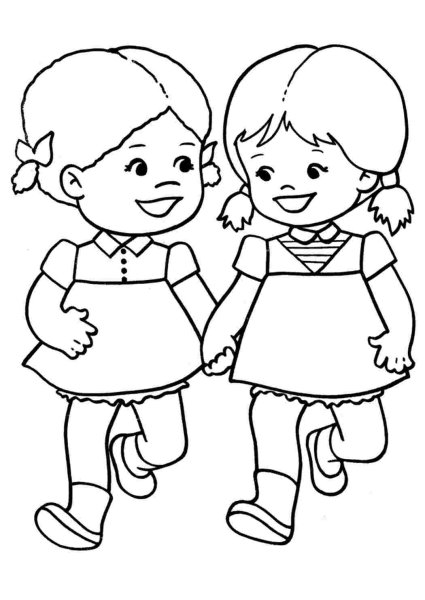 Подружки. Раскраска