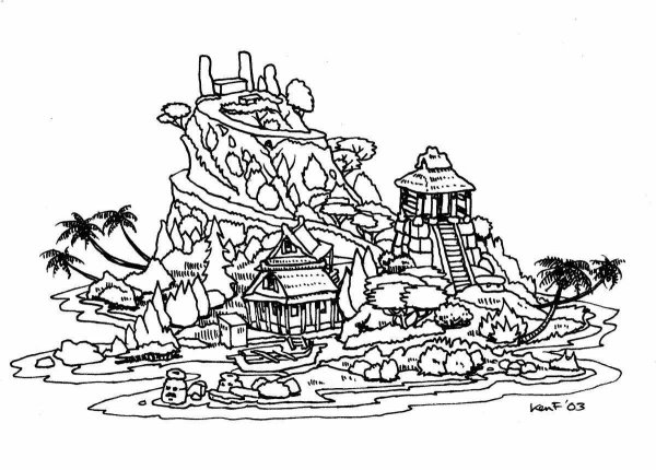 Остров раскраска