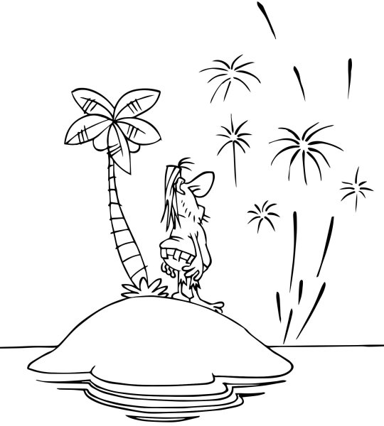 Раскраска остров с пальмой