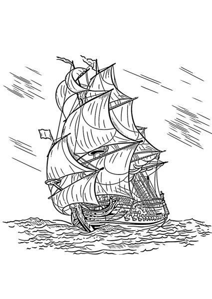 Корабль двухпалубный рисунок