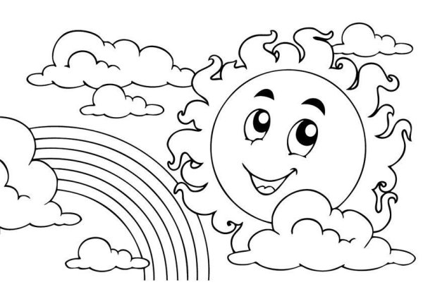 Солнышко раскраска для детей