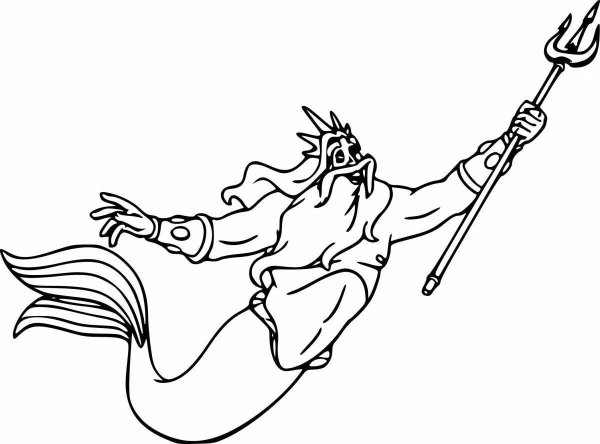 Царь Тритон из Русалочки раскраски