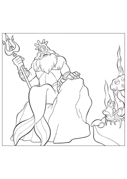 Раскраска Ариэль и царь тритооннн