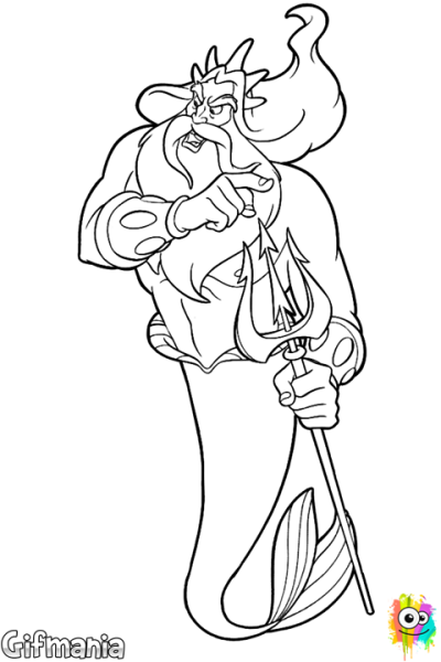 Царь Тритон из Русалочки раскраски